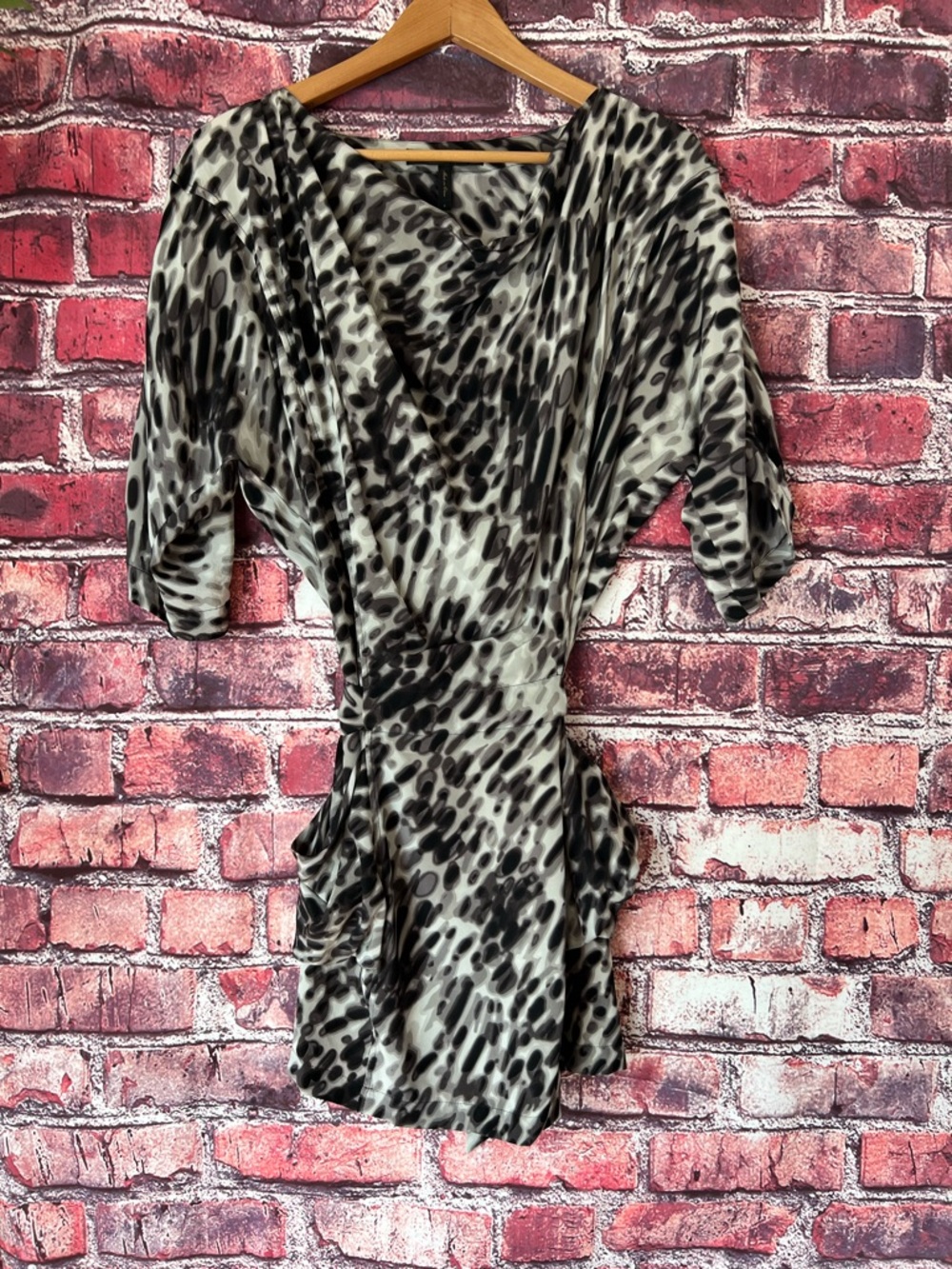 BCBGMaxAzria Black and Gray Animal Print Dress